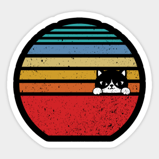 Grumpy tuxedo retro cat Sticker